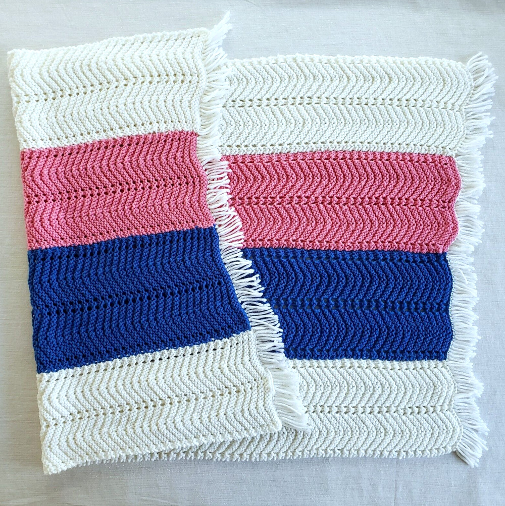 Granny Blanket Crochet Afghan Handknit Lap Throw Soft Cozy Baby Cottagecore 46"